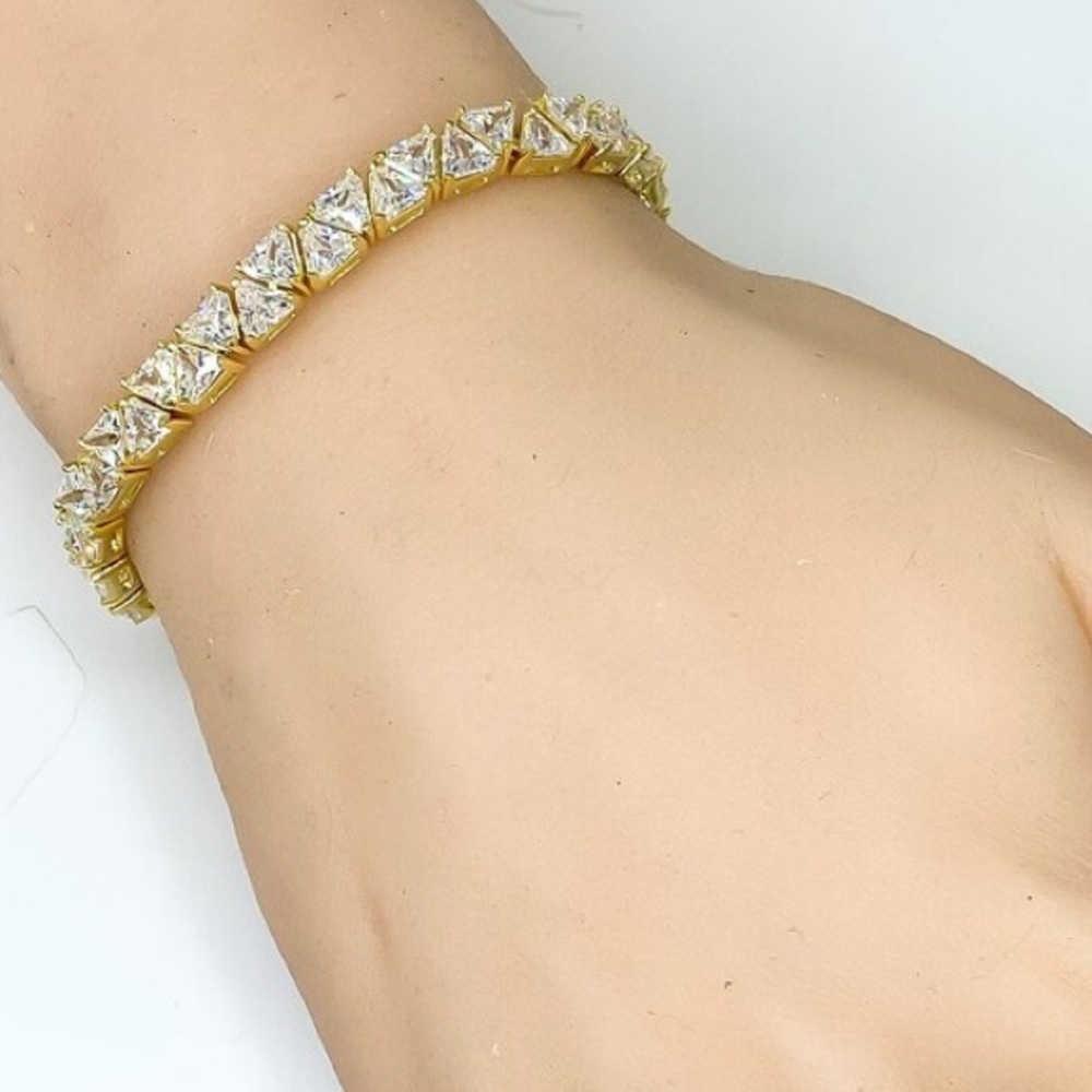 18k 13ct Trillion Tennis Bracelet - Picture 4 of 16